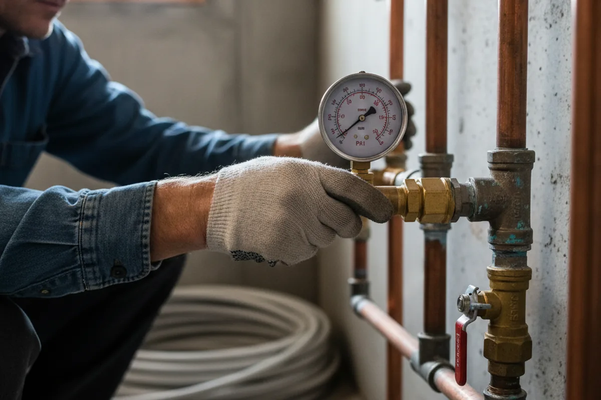 Pressure testing a repaired line during Water Line Repair in Newberg
